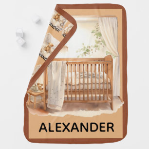 Baby Crib Custom Name Unisex Teddy Bear Blanket