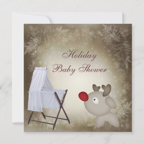 Baby Crib Neutral Holiday Baby Shower Invitation