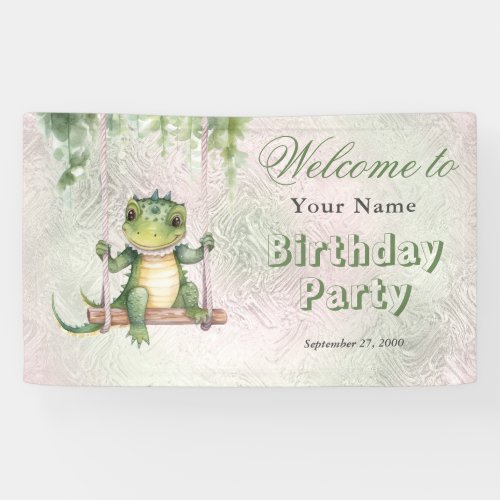 Baby Crocodile Birthday Welcome Banner