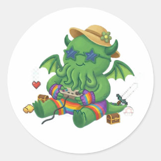 Baby Cthulhu Gamer Classic Round Sticker