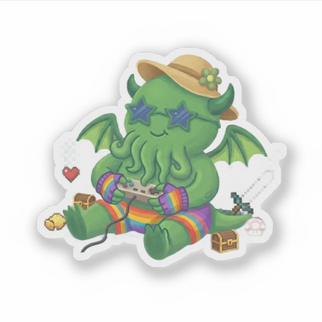 Baby Cthulhu Gamer Sticker (Front)