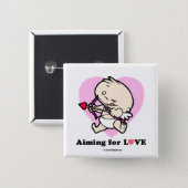 Baby Cupid Aiming For Love Square Button (Front & Back)