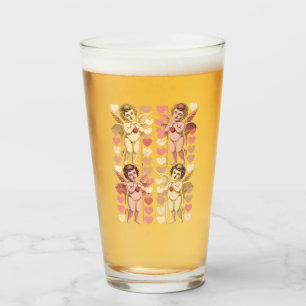 Baby Cupid Coquette bow Retro Valentines Day Glass
