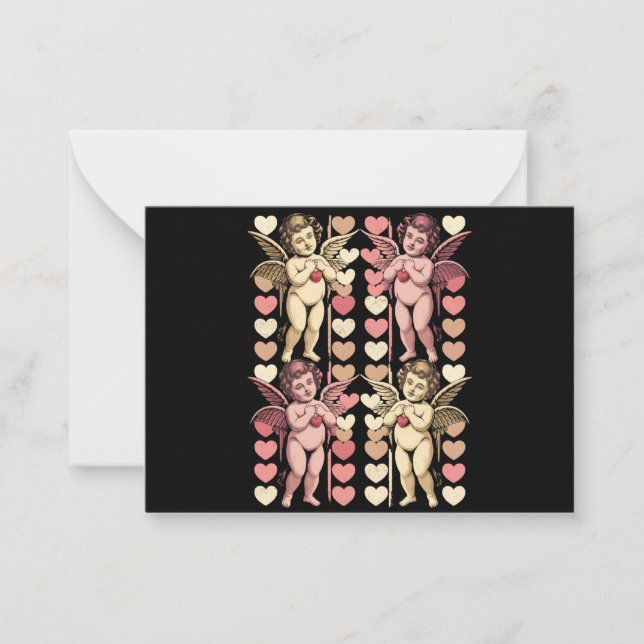 Baby Cupid Coquette bow Retro Valentines Day Note Card (Front)