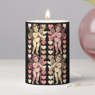 Baby Cupid Coquette bow Retro Valentines Day Pillar Candle