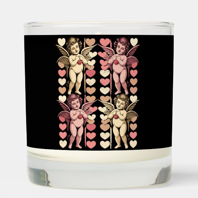Baby Cupid Coquette bow Retro Valentines Day Scented Candle (Front)
