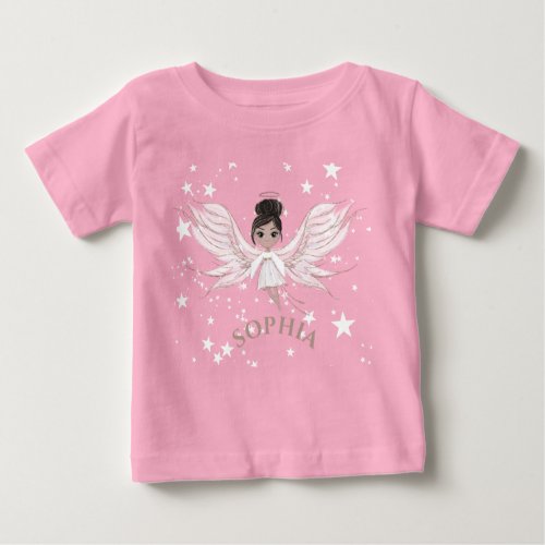 Baby Cute Angel Dark Hair Baby T_Shirt