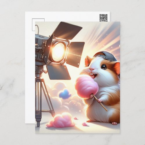 Baby cute animal with cotton candy Postcrossing Postcard