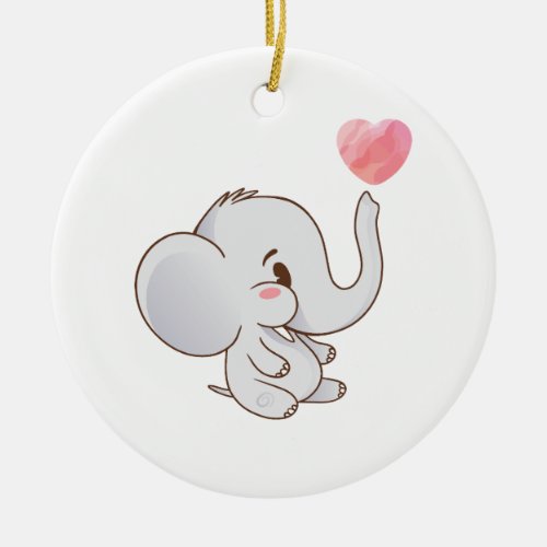 Baby Cute Elephant Design Ceramic Ornament