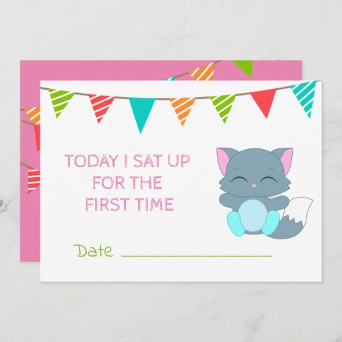Baby Cute Milestone Colorful Kitten Invitation