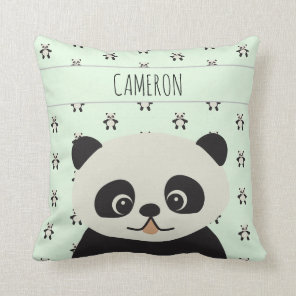 Baby Cute Panda bear Green Personalized Throw Pillow
