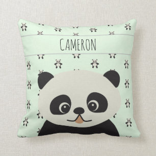 Baby Cute Panda bear Green Personalized Throw Pillow