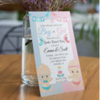 Baby Cute Pink Blue Gender Reveal Party Invitation