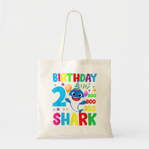 Baby Cute Shark 2020 2nd Birthday Boy Girl 2 Year  Tote Bag