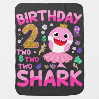 Baby Cute Shark 2nd Birthday Boy Girl 2 Year Old   Blanket