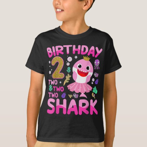 Baby Cute Shark 2nd Birthday Boy Girl 2 Year Old T_Shirt