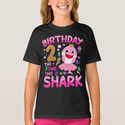 Baby Cute Shark 2nd Birthday Boy Girl 2 Year Old  T_Shirt