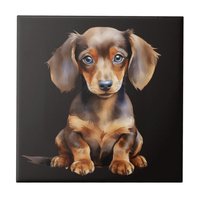 Baby Dachshund Ceramic Tile (Front)