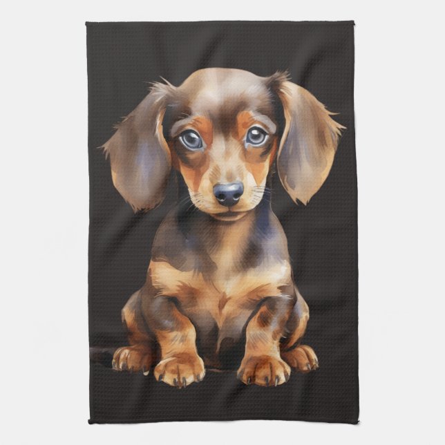 Baby Dachshund Kitchen Towel (Vertical)