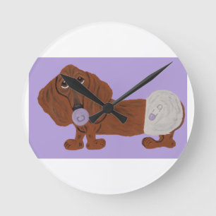 Baby Dachshund Round Clock