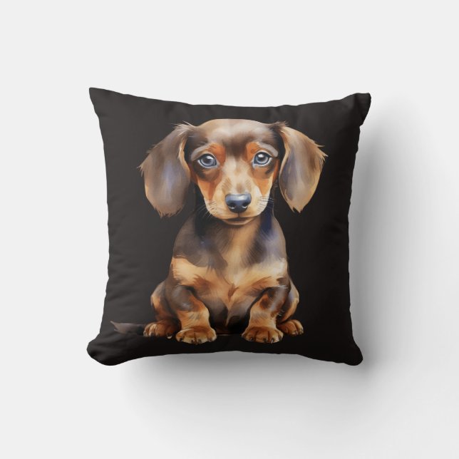 Baby Dachshund Throw Pillow (Front)