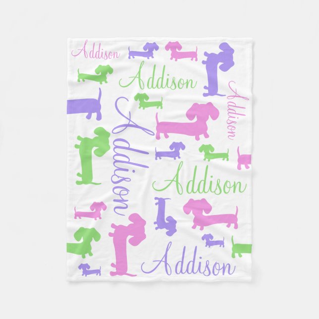Baby Dachshund Wiener Dog Blanket Personalized (Front)