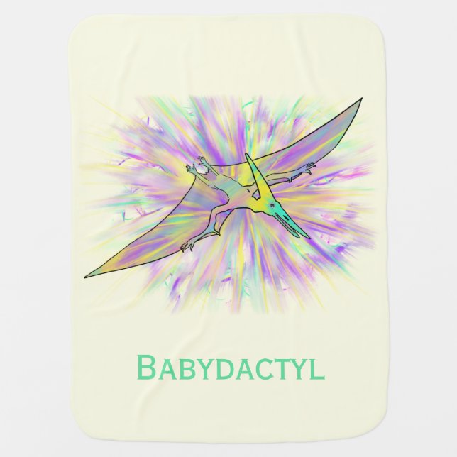 Baby dactyl Colorful Pterodactyl Cute Dinosaur Baby Blanket (Front)