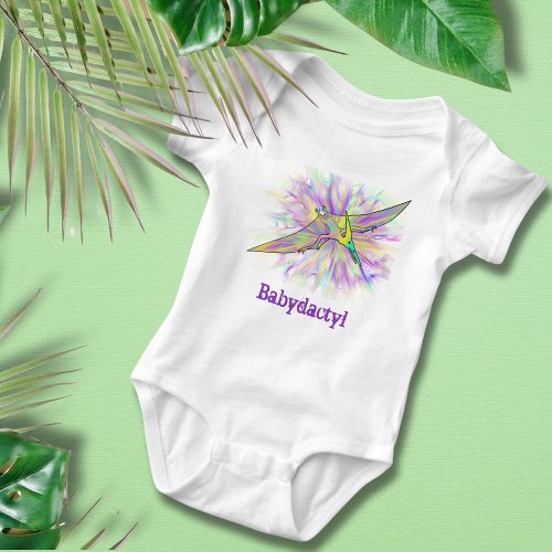 Baby dactyl Colorful Pterodactyl Cute Dinosaur Baby Bodysuit