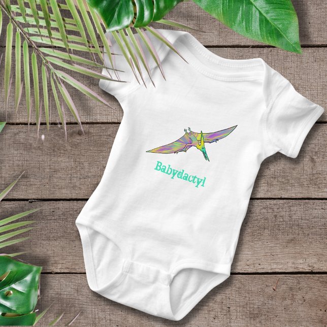 Baby dactyl Colorful Pterodactyl Cute Dinosaur Bodysuit (Cute pterodactyl dinosaur funny word play fun colorful dino baby vest)