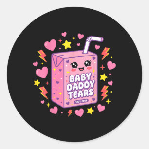 Baby Daddy Tears Kawaii Juice Box Cute Funny Classic Round Sticker