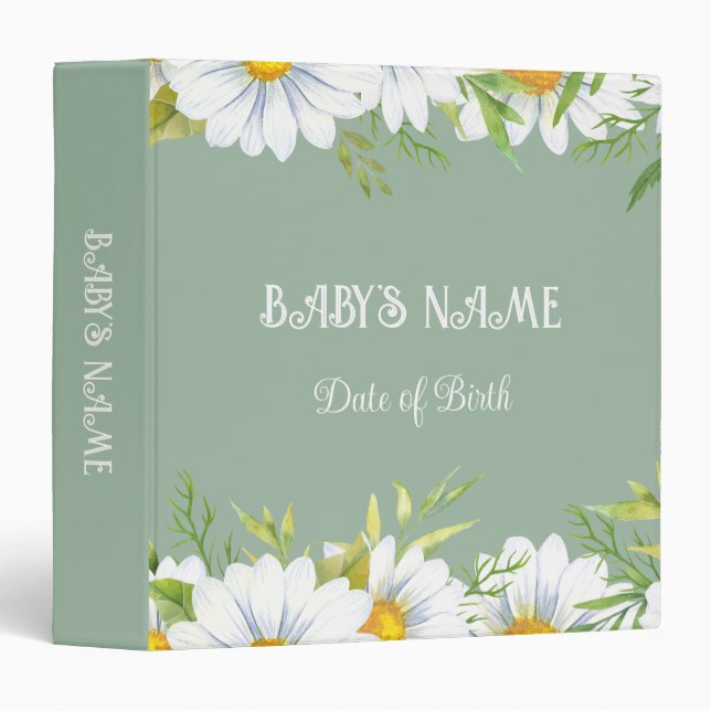 Baby Daisy Boho Photo Album Customizable  3 Ring Binder (Front/Spine)