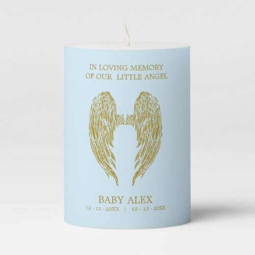 Baby Dear One Memorial Angel Wings Pillar Candle