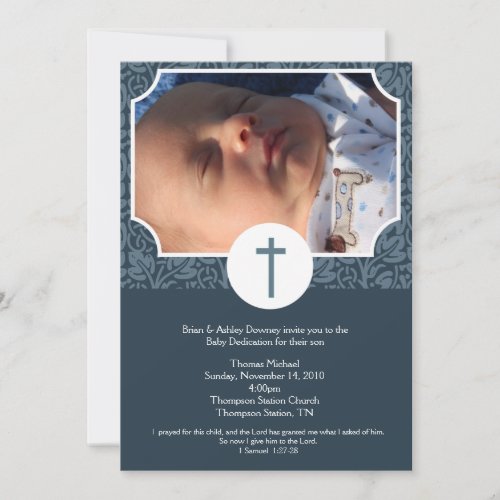 Baby Dedication BOY Baptism Photo Invitation 5x7