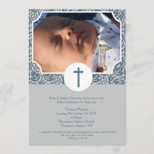 Baby Dedication BOY Baptism Photo Invitation 5x7