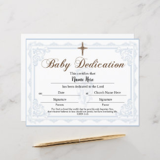 Baby Dedication Certificate Blue Boy 