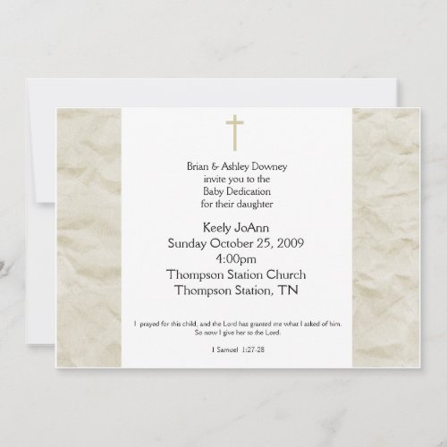 Baby Dedication Gender Neutral Baptism Invitation
