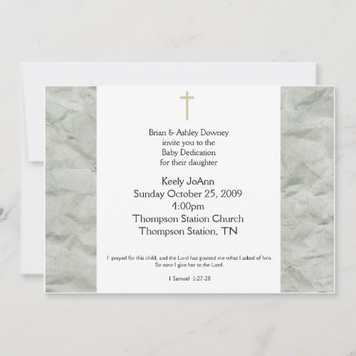 Baby Dedication Gender Neutral Baptism Invitation