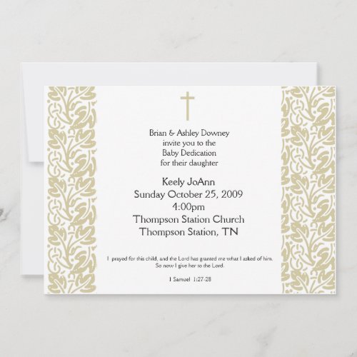 Baby Dedication Gender Neutral Baptism Invitation