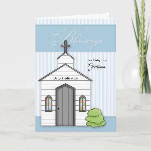 Baby Dedication in Blue for Boys with Chapel Card