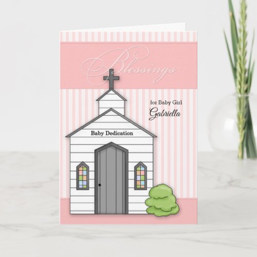 Baby Dedication in Pink for Girls with Chapel Card