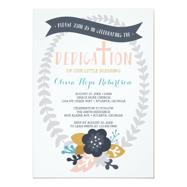 Baby Dedication Invitation, Floral, Contemporary Card