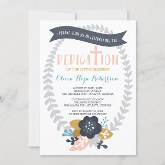 Baby Dedication Invitation, Floral, Contemporary Invitation