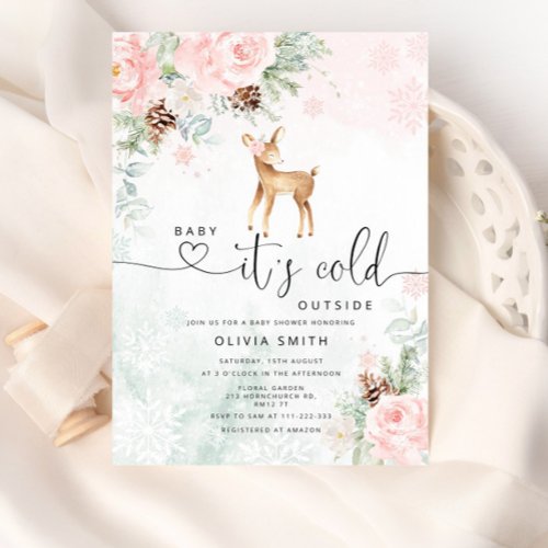 Baby deer Baby its cold outside baby shower Invitation