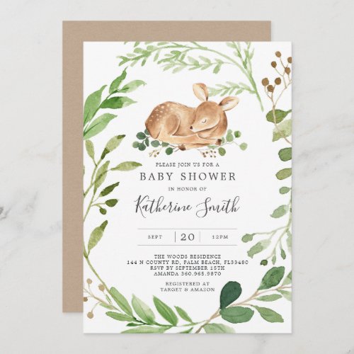 Baby Deer Baby Shower Invitation