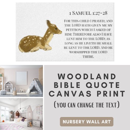 Baby Deer Bible Quote _Woodland Animal  Canvas Print