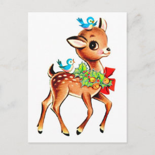 Baby Deer Christmas Holiday Postcard