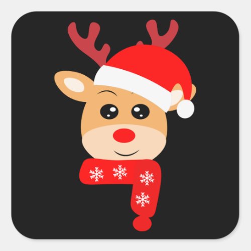 Baby Deer Christmas Kid Gift Family Decoration Square Sticker