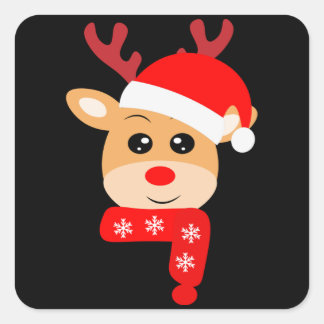 Baby Deer Christmas Kid Gift, Family Decoration Square Sticker