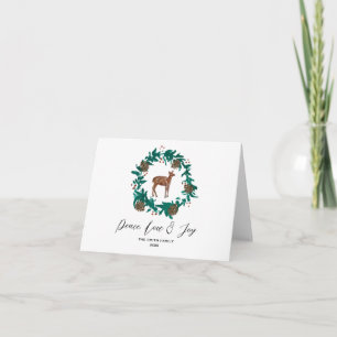 Baby Deer Christmas Wreath Painting Card