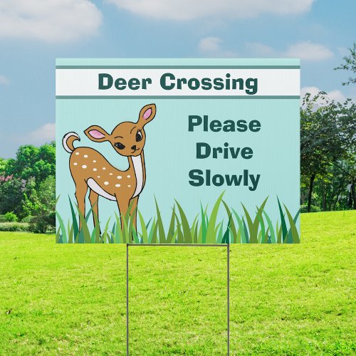 Baby Deer Crossing Please Drive Slowly Wildlife Sign